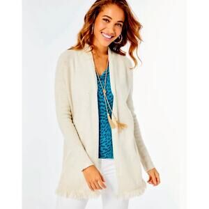 Lilly Pulitzer‎ Plus Tatum Sequined Cardigan Sweater Coconut Metallic Size XXL